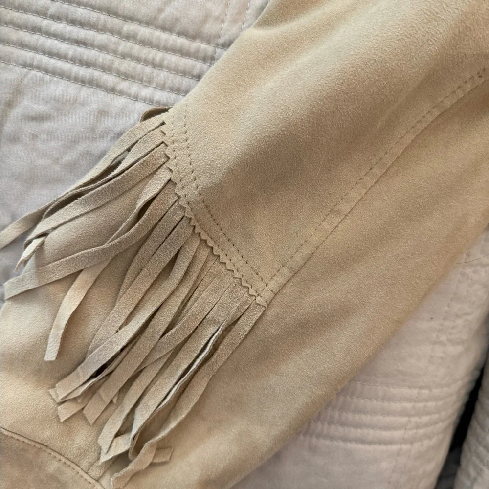 Ralph Lauren Camel Suede Leather Jacket Western Style Boho Fringe - Picture 12 of 17